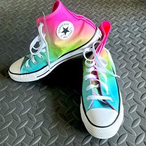 CONVERSE Hi-Top Sneakers Rainbow Multicolor Canvas Shoes Size 6